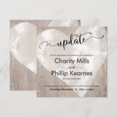 Hart op Wood Postponed Wedding Update Kaart (Voorkant / Achterkant)