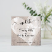 Hart op Wood Postponed Wedding Update Kaart (Staand voorkant)