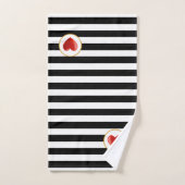 Hart op zwart en wit gestreept bad handdoek (Handdoek)