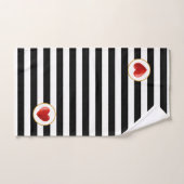 Hart op zwart en wit gestreept bad handdoek (Handdoek)