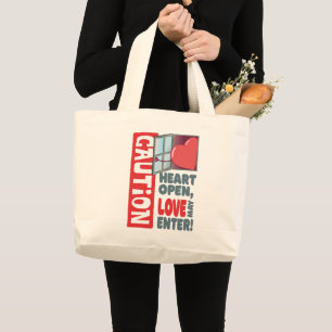 Hart open, liefde mag binnengaan (Valentijnsdag) Grote Tote Bag