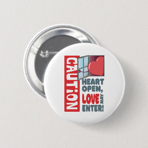 Hart open, liefde mag binnengaan (Valentijnsdag) Ronde Button 5,7 Cm