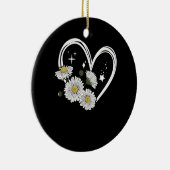 Hart Outline Met Daisy Bloemen Opsie Daisy Meisje Keramisch Ornament (Rechts)