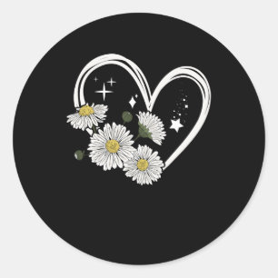 Hart Outline Met Daisy Bloemen Opsie Daisy Meisje Ronde Sticker