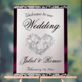 Hart, Paarse Lint & Sparkle Welkom Acryl Bord (Neutraal)