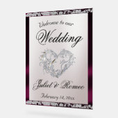 Hart, Paarse Lint & Sparkle Welkom Acryl Bord (Hoek)