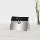 Hart Parels Zwart Zilver Dank u Kaarten (Voorkant)
