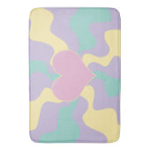 Hart - Pastel Roze, Geel, Paars en groen Badmat (Voorkant Verticaal)