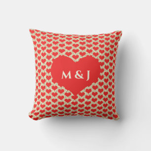 Hart Patronen Monogrammen Goud Glitter Schattig Buitenkussen