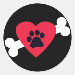 Hart, Pawprint en Bone Design Stickers / Decals