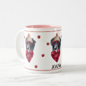 Hart Paws Border Collie Valentijnsdag Gift Dog Tweekleurige Koffiemok (Voorkant links)