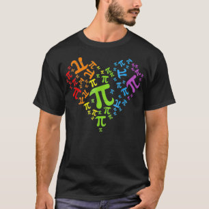 Hart Pi Dag Funny Graphic Wiskunde Teacher voor vr T-shirt