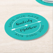 Hart & Pijl Turquoise Bewaar de Datum Ronde Kartonnen Onderzetter (Gebogen)