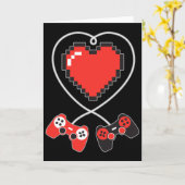 Hart Pixel Art Videogame Controller Valentijnsdag Kaart (Gele Bloem)