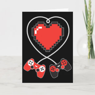 Hart Pixel Art Videospel Controller Valentijnsdag  Kaart