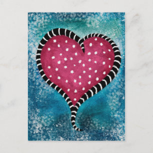 Hart Postkaart Roze Blauw Zwart Schattig 