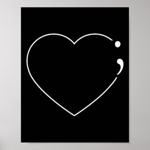 Hart Puntkomma - Mentale Gezondheidsbewustzijn Poster
