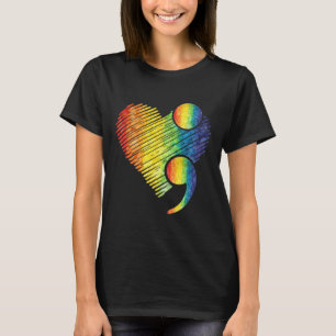 Hart Puntkomma Zelfmoord Mentale Gezondheid Bewust T-shirt