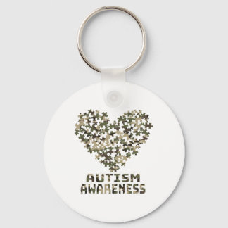 Hart Puzzel Autisme Bewustzijn Camoflauge Militair Sleutelhanger