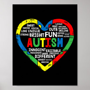 Hart Puzzel Autisme Bewustzijn Helder Fun Poster