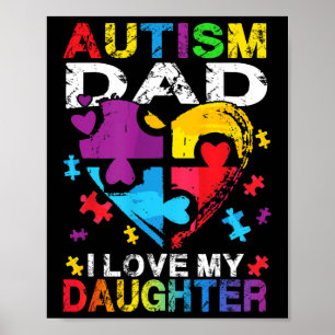 Hart Puzzel Autisme Papa Ik hou van mijn dochter A Poster