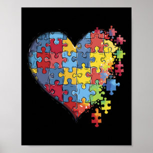 Hart Puzzel Stuk Autisme Bewustzijn Kinder Mannen Poster