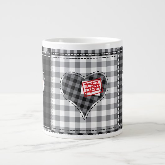 Hart Quilt Patchwork Koffiekop Extra Grote Mok (Voorkant)