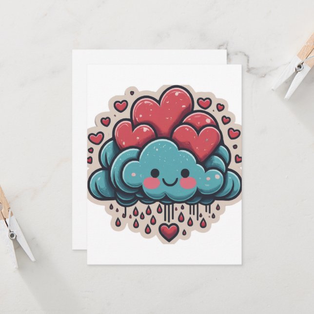 Hart Regen Cartoon (Voorkant / Achterkant in situ)