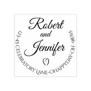 Hart Ronde Bruiloft Retouradres Stempel Custom