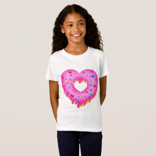 Hart Roze Donut met regenboogsprinken T-shirt