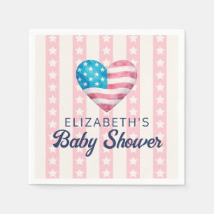 Hart & Roze Sterren Strepen Baby Shower Servet