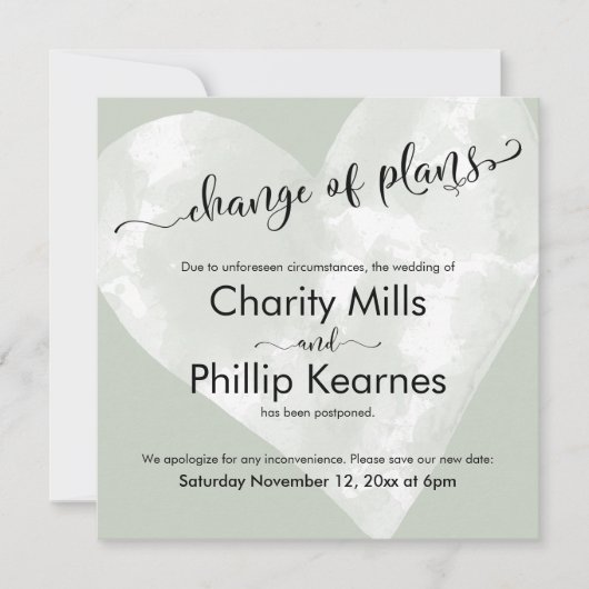 Hart Sage Groen Uitgestelde Huwelijksverandering v (Voorkant)