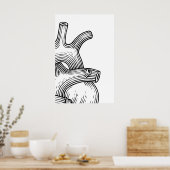 Hart schets quadriptych kunstprints Scandinavisch Poster (Keuken)
