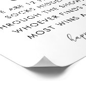 Hart Script Baby Sock Hunt Baby shower Game Sign Poster (Hoek)