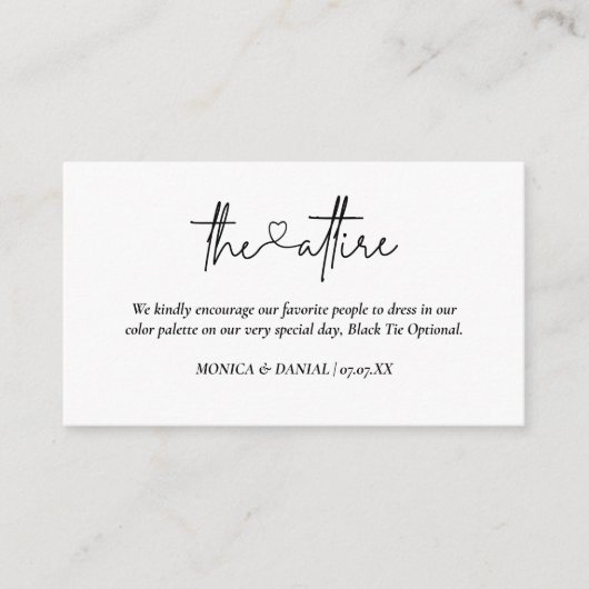 Hart Script Bruiloft Kleding Jurk Code Informatiekaartje (Voorkant)