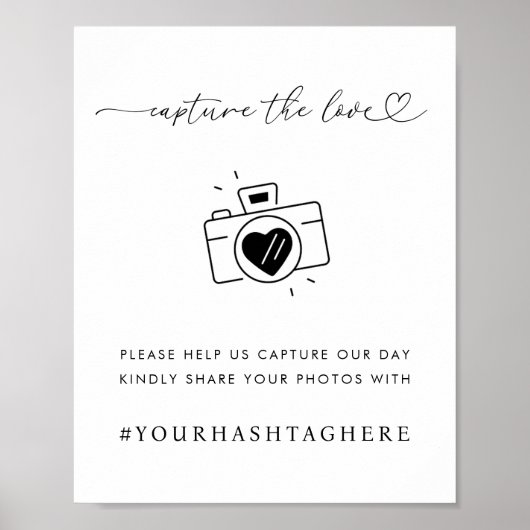 Hart Script Capture the Love Camera Trouwbord Poster (Voorkant)