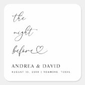 Hart script de avond voor repetitie diner vierkante sticker (Voorkant)