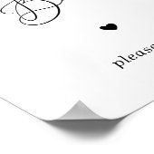 Hart Script Donut Bar Zwart Wit Trouwteken Poster (Hoek)