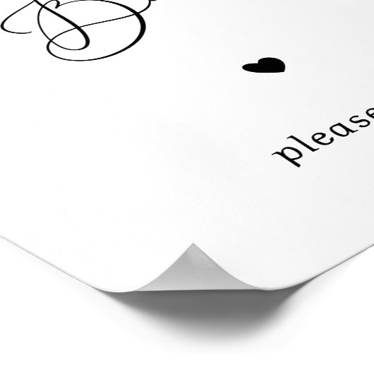 Hart Script Donut Bar Zwart Wit Trouwteken Poster (Hoek)