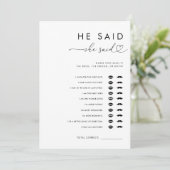 Hart script Hij zei dat ze zei Vrijgezellenfeest s Kaart (Staand voorkant)