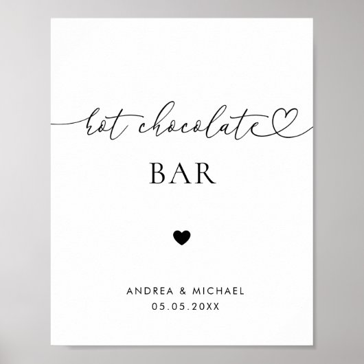 Hart Script Hot Chocolade Bar Winter Trouwteken Poster (Voorkant)