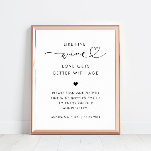 Hart Script Like Fijne Wijn Gastenboek Trouwbord Poster
