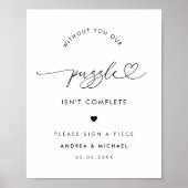 Hart Script Minimalistisch Gastenboek Trouwbord Poster (Voorkant)