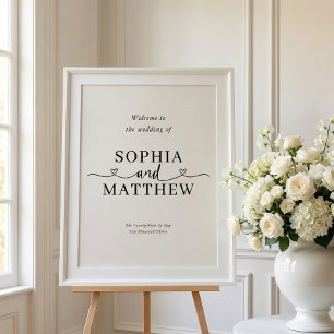 Hart Script Minimalistisch Trouw Welkom Bord Perfect Poster