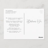 Hart Script Mr. & Mrs Wedding Elopement Briefkaart (Achterkant)