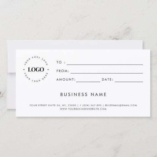 Hart Script Plain Business Logo Cadeaubon (Achterkant)