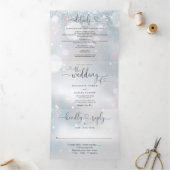 Hart Script Sneeuwvlokken Winter bruiloft Drieluik Uitnodiging (Binnen)