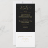 Hart Script Zwart en Goud Alles In Een Bruiloft Kaart (Achterkant)
