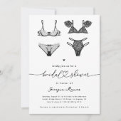 Hart Script & Zwart Kant Lingerie Vrijgezellenfees Kaart (Voorkant)