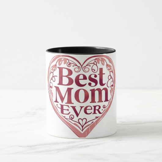 Hart Scroll Beste Mama Ooit Moederdag Mok (Midden)